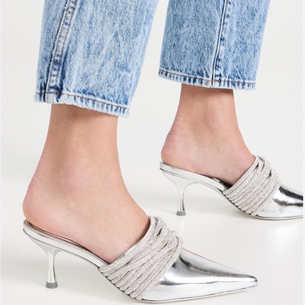 New Jonathan Simkhai Silver Crystal Encrusted Heels